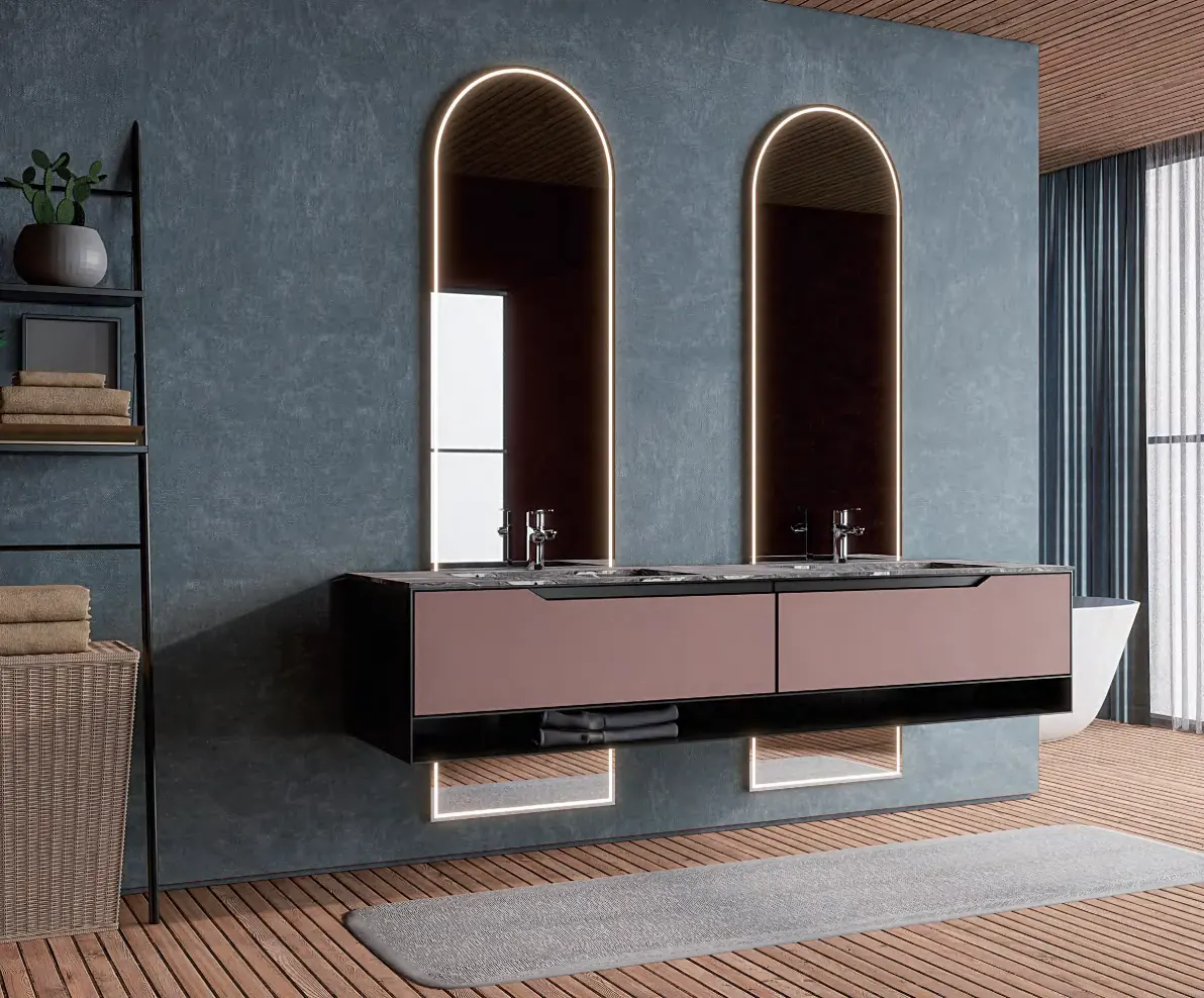 Fadior bathroom double vanity and water-area stainless steel system