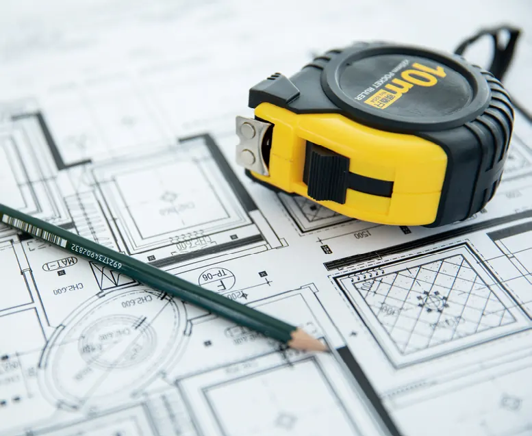 Fadior design measurement tape and drawing plan